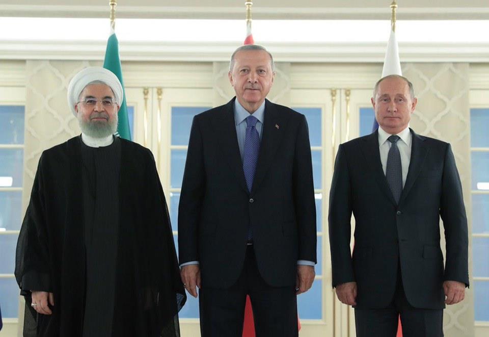 Реджеп Эрдоган, Владимир Путин и Хсан Роухани на встрече в Анкаре, 17 сентября 2019 г.